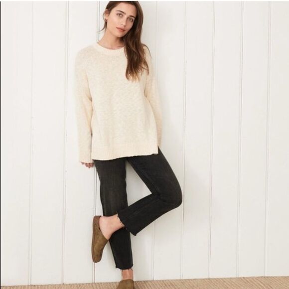 Jenni Kayne NEW Cruise Boyfriend Sweater Ivory Cotton Linen XS - Picture 3 of 15